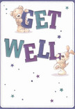 There's a joyful optimism in this get well card, its design glowing with comfort and hope-an expression as heartfelt as a surprise bouquet delivered to a Brompton neighbour. Two adorable figures, a fluffy teddy bear and a bright-eyed puppy, seem to burst playfully from the creamy page, each carefully cradling the colourful lobes of the 'Get Well' message. The letters, set in confident indigo and refreshing teal, stand effortlessly against the gentle background, their hues lending energy and vibrancy to the scene. Dotted around are whimsical stars in shades of blue and purple, adding a twinkle of encouragement that suits Brompton's cheerful side streets. The bear's illustrated fur is rendered soft and plush, while the puppy's ears look so inviting you almost expect them to wriggle. This card does more than send good wishes-it radiates kindness and gentle reassurance, much like a thoughtful arrangement from Brompton Florist meant to comfort someone on the mend along Pelham Street or Exhibition Road. Its artistry, warmth, and inviting textures combine to make every get well message feel like a true act of care rooted in the community.